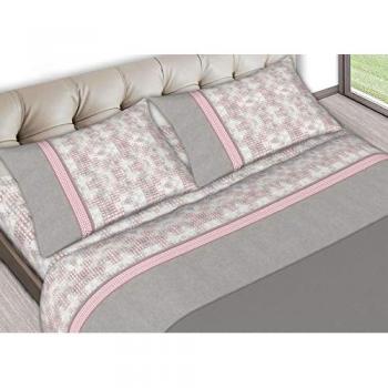 Completo Lenzuola 1 Piazza Cotone Made In Italy Fantasia Hive Grigio