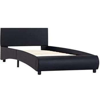LED-Enriched Black Bed Frame from VidaXL – 90x200cm, Faux Fur