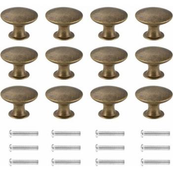 Vintage Iron Drawer Pulls – 12 Pack Rustic Cabinet Knobs in Antique Finish