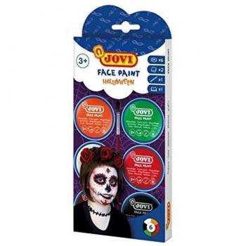 Crema de Maquillaje Jovi Face Paint Halloween, Caja de 6 Botes Colores Surtidos 8 ml + Accesorios