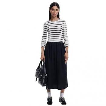 Vestito midi in maglia combinato Desigual nero XL