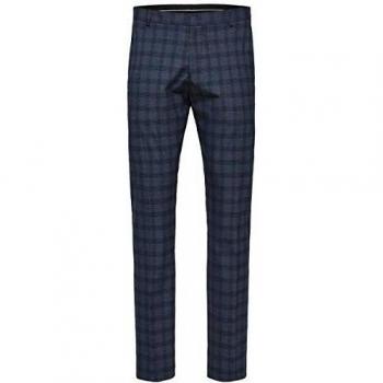 Pantalones de Traje Slim Fit SELECTED HOMME Slhslim-mylologan Check TRS B Noos, Navy Blue Checks