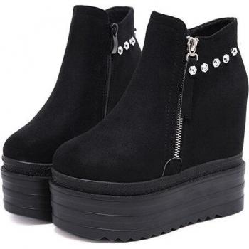 Gdgydh Casual Women's Ankle Boots with Zipper and Rivets