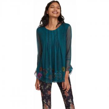 Camiseta T-Shirt Luciana de Desigual, (Verde Junco 4045), L para Mujer