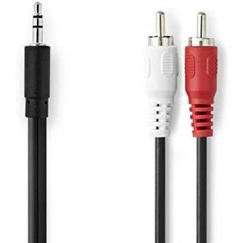 Câble stéréo 3,5 mm mâle → 2× RCA mâle – 3 m – Noir
