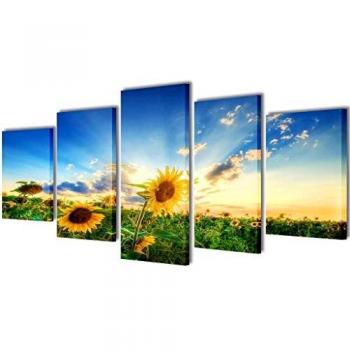 Canvas Wall Art Set Sunflower 200 x 100 cm vidaXL