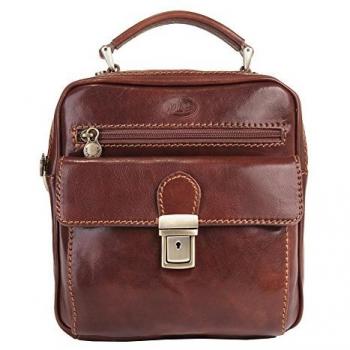 Piké Damen-Umhände aus hochwertigem Leder – 25 cm x 24 cm x 12 cm, Braun, Italien