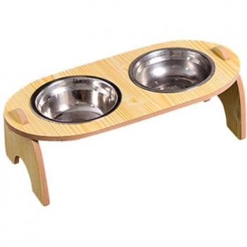 Adjustable Angle Pet Dish with Stainless Steel Bowls