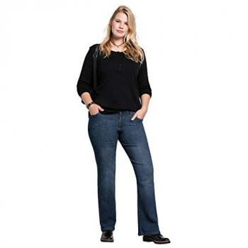 Sheego Bootcut-Jeans Damen Große Größen 5-Pocket Used-Effekte dunkelblau Gr. 26