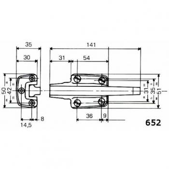 Gâche chromée pour loquet 652, 141 mm – Fermod