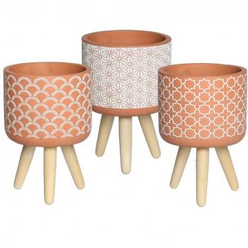 Conteneur pour plantes en béton et pin, ensemble de 6