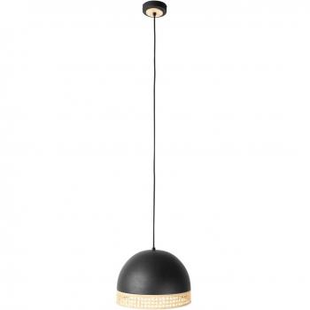 Lindby Lonnaris sospensione in rattan nero con 1 luce