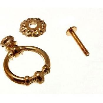 Modern Brushed Nickel Cupboard Door Handle Ring Pull Knob & Back Plate Combo