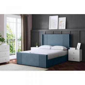 DS Living Elara Double Winged Blue Bed with Headboard