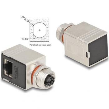 Delock 8‑Pin M12‑zu‑RJ45 Netzwerkadapter, geschirmt, Cat.6A