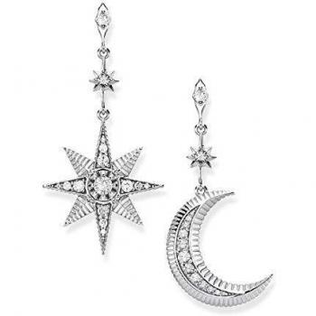 Pendientes Thomas Sabo de Plata, Diseño Estrella y Luna