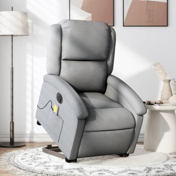 VidaXL Sillón de masaje eléctrico reclinable elevable tela Gris claro, Gris oscuro, Negro