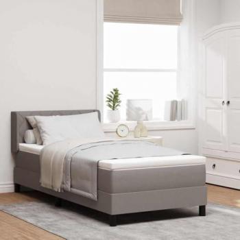Lit Boxspring Taupe 100x200 cm avec Tête de Lit en Diamant