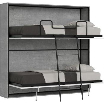 Lit Superposé Bounto Gris Ciment 85x185 Escamotable