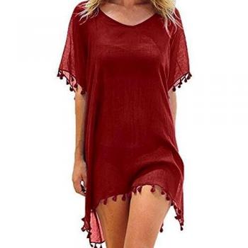 ECOMBOS Damen Strandkleid Bikini Cover Up Strandponcho Sommerkleid Sommer Bademode Strand Pareo (Schwarz)