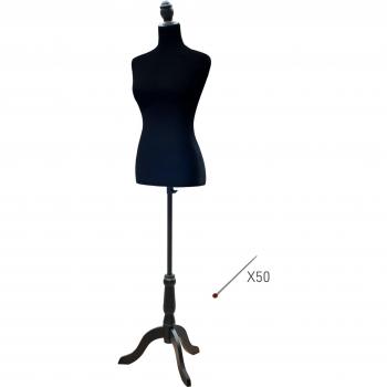 Maniquí de Costura Profesional Ajustable 130-168 cm con Trípode de Madera
