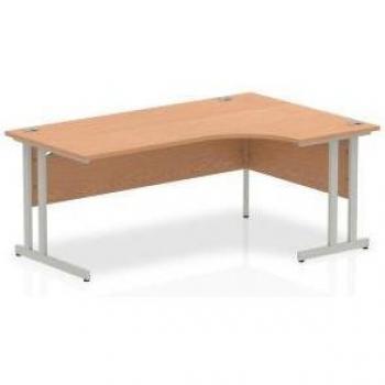 Impulse Cantilever 1800mm Right Handed Crescent Desk with Oak Top and Silver Cantilever Leg