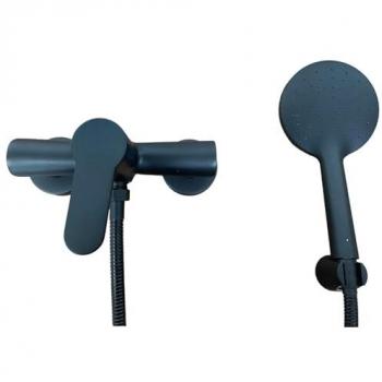 Douche à robinet complet noir mat, design robinetterie apparente