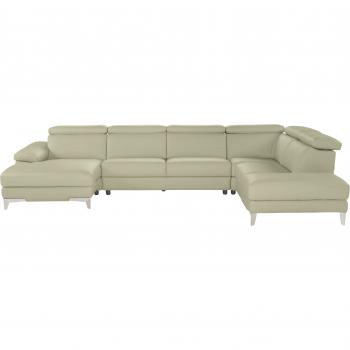 CALIA Nove U‑Sofa – luxuriöses Ledermaterial, Kopfteilverstellung, komfortabler Sitz