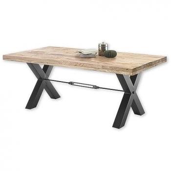 Esstisch DEHLI, Braun, Schwarz, Mangoholz massiv, Metallgestell, B 200 cm x T 100 cm