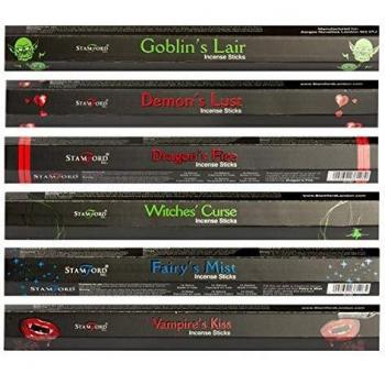 Stamford Enchanted Forest Aroma Blend 6 Pack Variety Set Incense 15 Sticks Each, Black