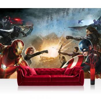 Vlies-Wandfoto 368x254 cm – Premium Plus Marvel – Loki, Iron Man, Captain America