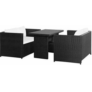 VidaXL 3-teiliges Lounge-Set für den Garten aus schwarzem Poly Rattan