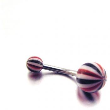 Piercing Boule 'Tecno' Noir Rouge