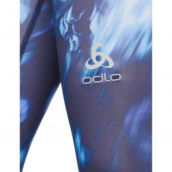 Odlo Damen Long Element Light AOP Hose – Damen, M – Marine-Florales Muster