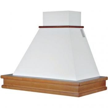 IPERBRIKO SYENE Wandhaube Edelstahl weiß Holzgesims Noce Evita 90 cm