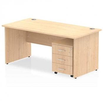 Impulse Bench 1600 X 800mm Straight Office Desk Maple Top Panel End Leg