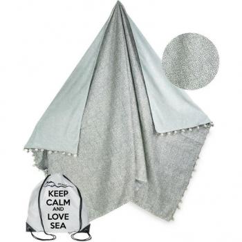 Mare Doppio KIKOY Boy Grigio: Telo Cotone-Spugna con Zaino Keep