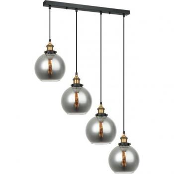 Suspension Cardena Noir avec Abat-Jour Fumé – E27 Dimmable
