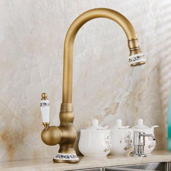 Rubinetto da Bagno Retro Bronzo con Ruota a 360° Petites Ecrevisses