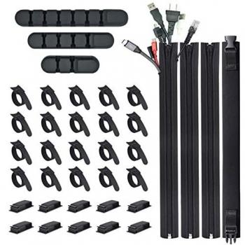 Cable Tidy Master Pack – Black Wire Protector & Adhesive Clips
