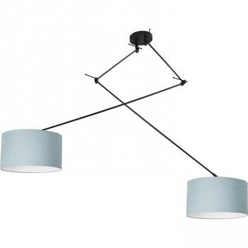 QAZQA Twin‑Shade Pendant Light – 35 cm, Light Blue Adjustable, Black