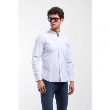 Chemise rayée bleue à col effilé