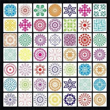 DIY Mandala Art Stencils, 48-Set Reusable Templates
