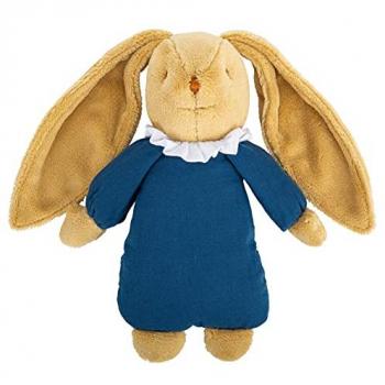 Doudou Musical Lapin Coton Bio Bleu 25Cm