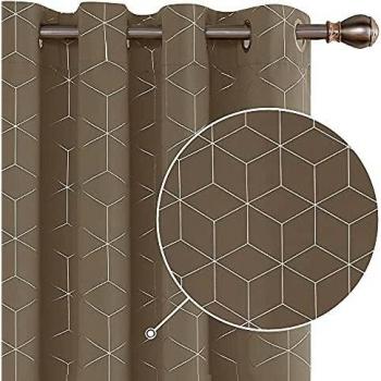 Deconovo Blackout Curtains, Eylet Curtains, Thermal Insulated Curtains for Bedroom, 52 x 54 Inch, Taupe, Two Panels