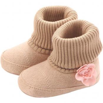 Toddler Pink Flower Booties for Winter