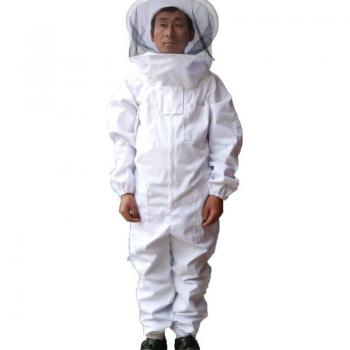 White Bee-Proof Jumpsuit for Beekeeping