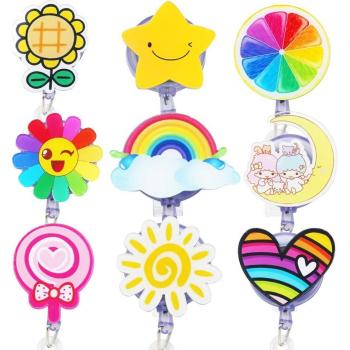 9pcs Retractable Badge Reel Holder Clip