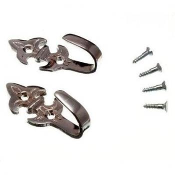 Curtain Tie Back Hold Back Hooks Fleur de Lys Chrome with Screws