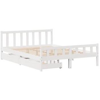 Lit sans matelas blanc 150x200 cm en bois de pin massif